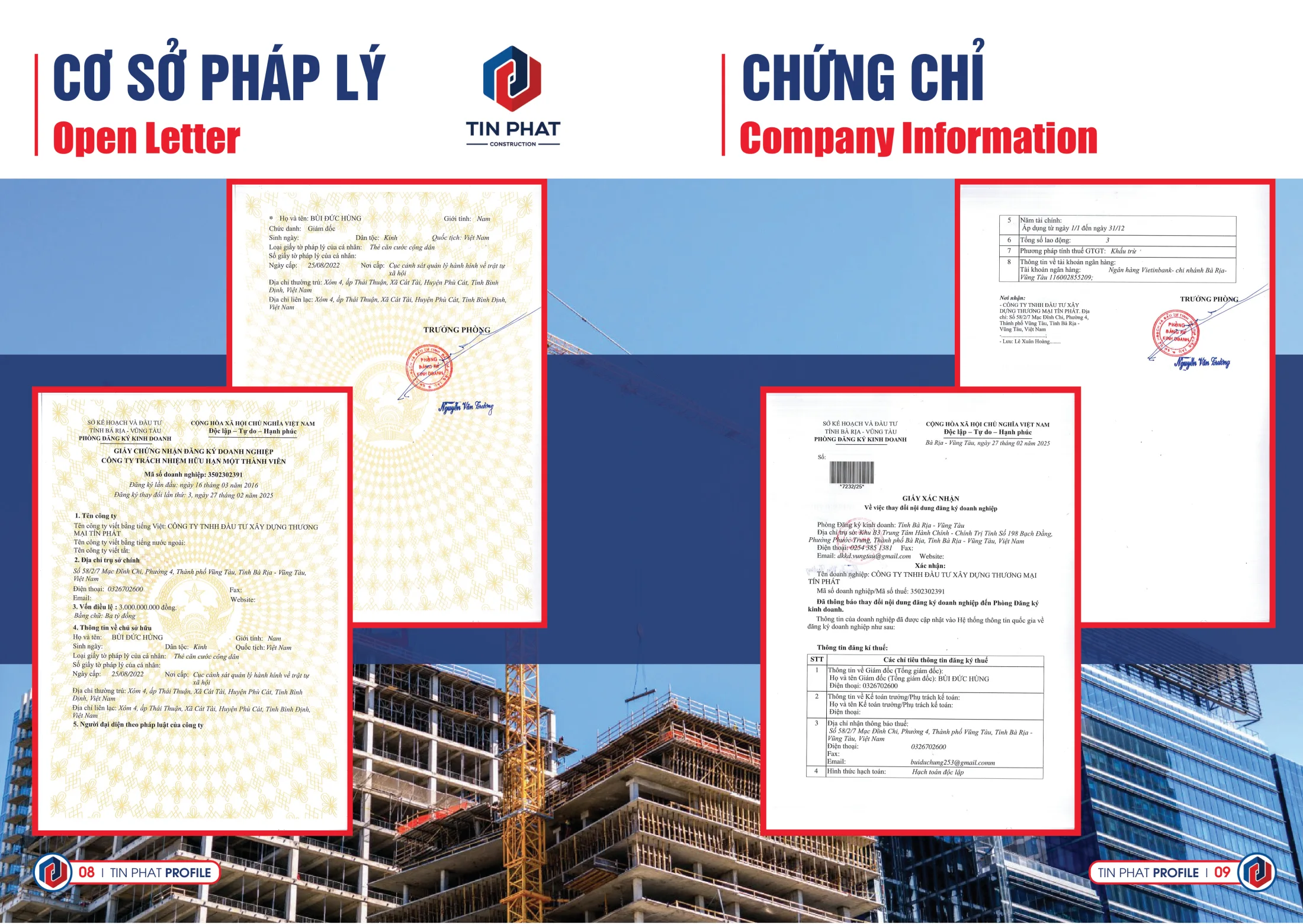Cơ sở pháp lý và chứng chỉ — trích hồ sơ năng lực Tín Phát
